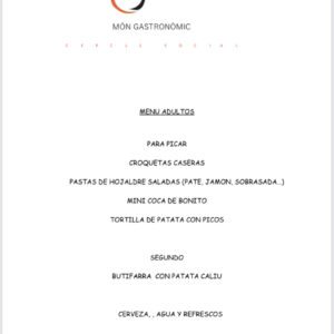 Sopar cloenda - Menú per adults